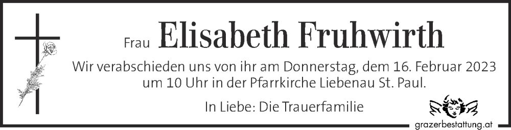 Traueranzeige Elisabeth Fruhwirth